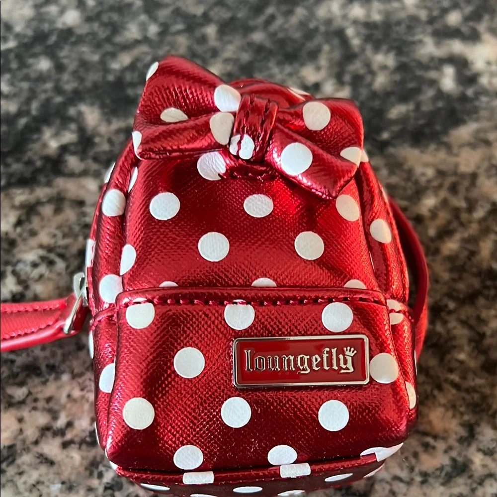 Loungefly Shiny Red and White Polka Dot Kids Backpack